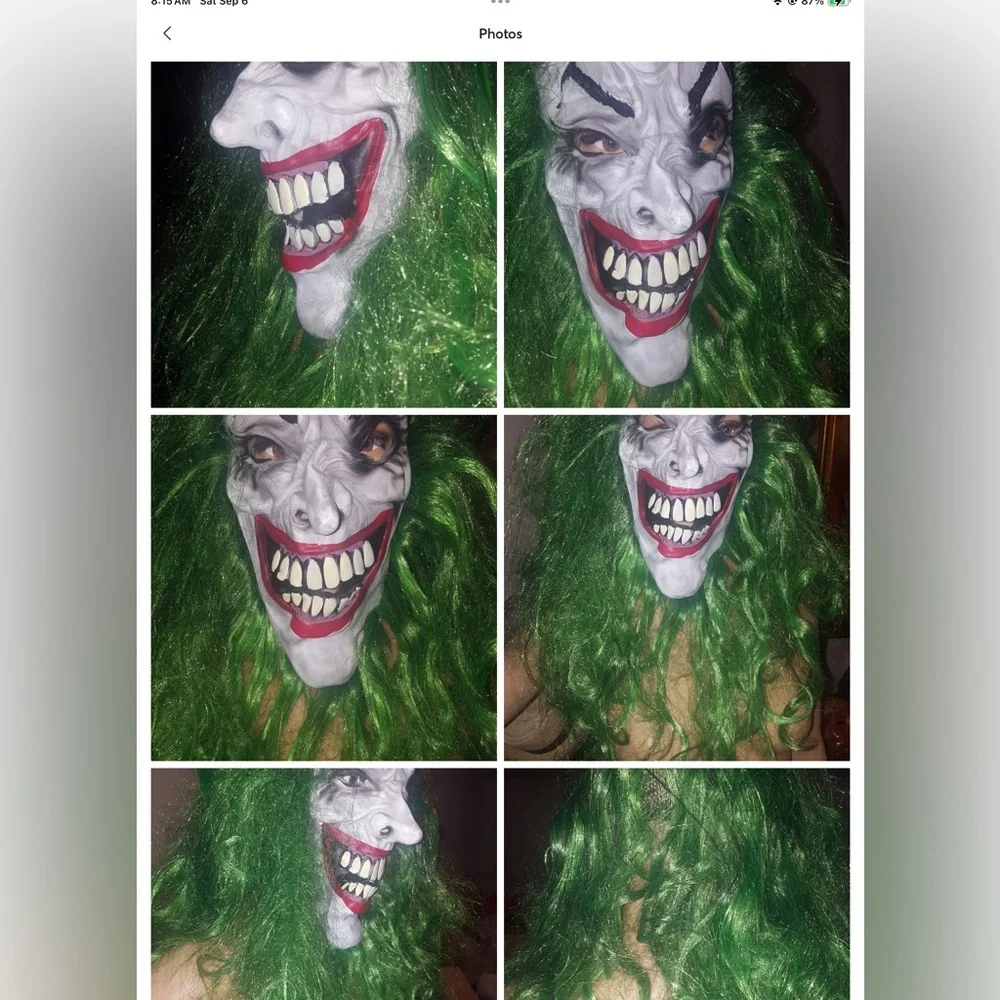 Clown Mask with Hair Costume Party Cosplay Jokester Clown NWOT Costume Mask